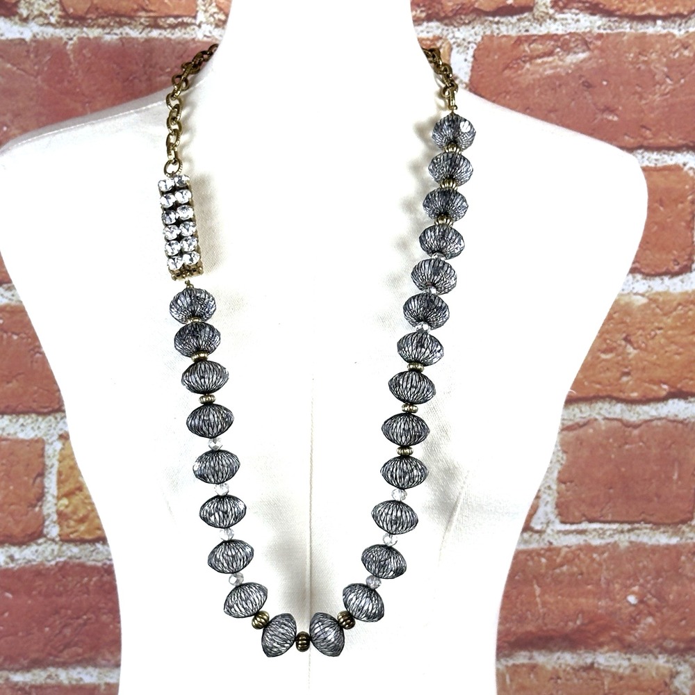 Chico's Statement Necklace Beads Crystals 40 Inch Elegant